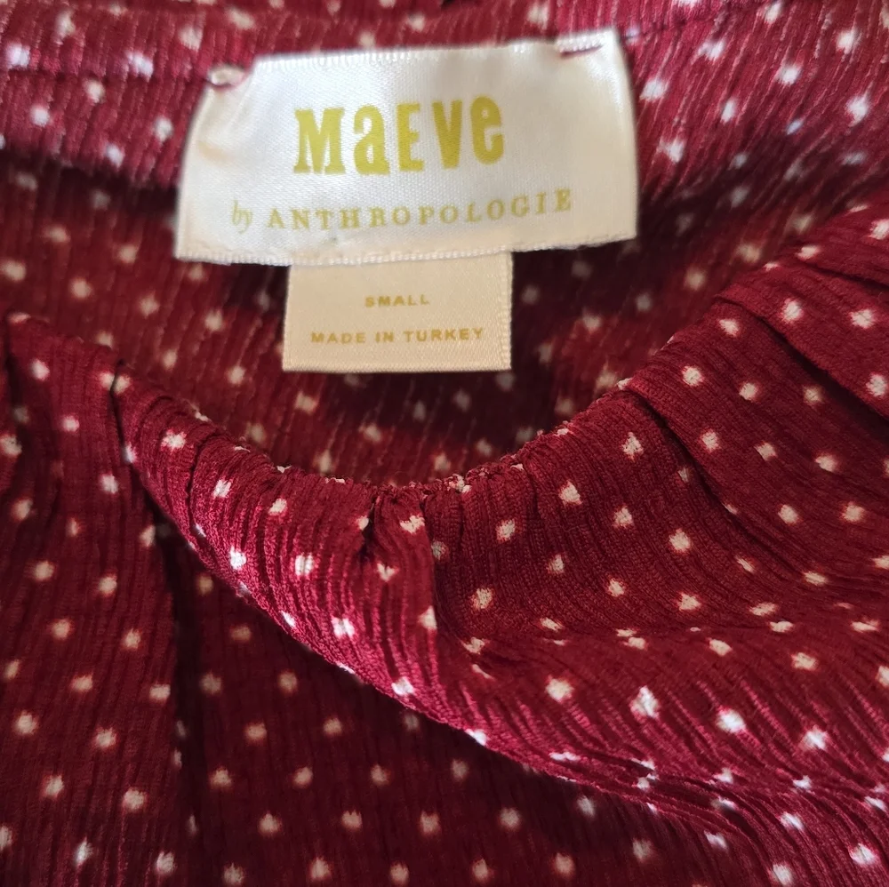 Anthropologie Maeve Rita One Shoulder Ruffle Top Red Polka Dot Tie Waist Small - Picture 3 of 14